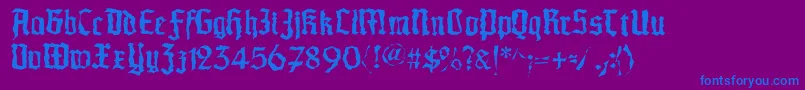 Morscheknochen-Schriftart – Blaue Schriften auf violettem Hintergrund