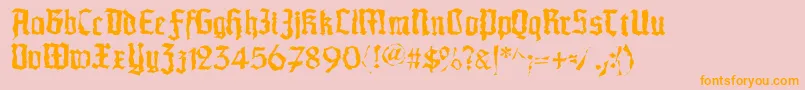 Morscheknochen-Schriftart – Orangefarbene Schriften auf rosa Hintergrund