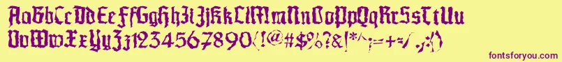 Morscheknochen-Schriftart – Violette Schriften auf gelbem Hintergrund