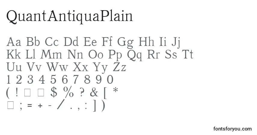 A fonte QuantAntiquaPlain – alfabeto, números, caracteres especiais