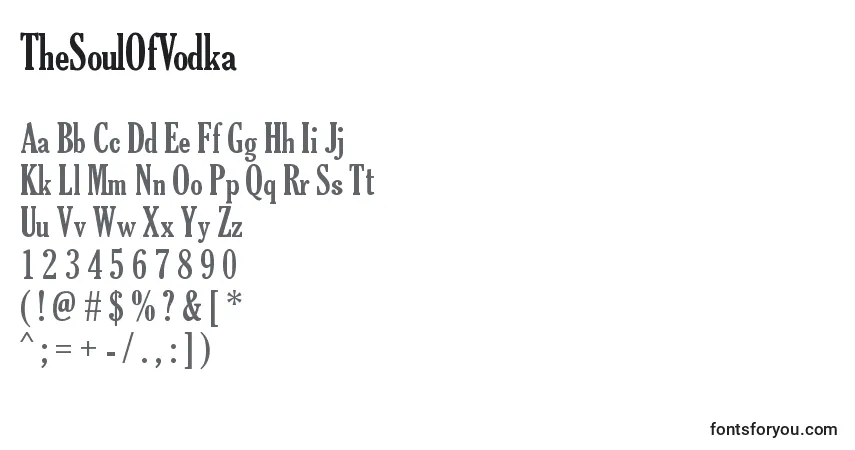 A fonte TheSoulOfVodka – alfabeto, números, caracteres especiais
