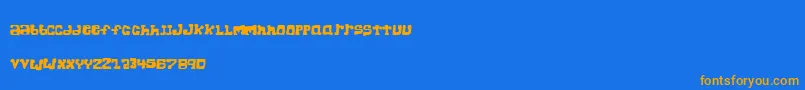 Weitere Informationen zur SuperChunkRegular-Schriftart SuperChunkRegular-Schriftart – Orangefarbene Schriften auf blauem Hintergrund