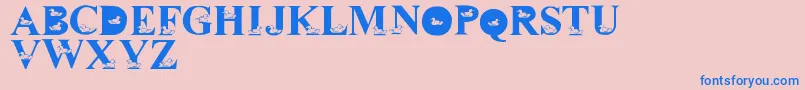LmsDavidsDucks-fontti – siniset fontit vaaleanpunaisella taustalla