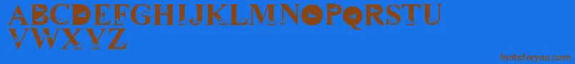 フォントLmsDavidsDucks – 茶色の文字が青い背景にあります。