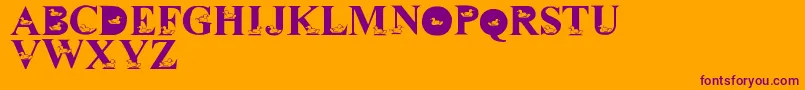 LmsDavidsDucks-Schriftart – Violette Schriften auf orangefarbenem Hintergrund