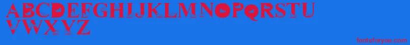 フォントLmsDavidsDucks – 赤い文字の青い背景
