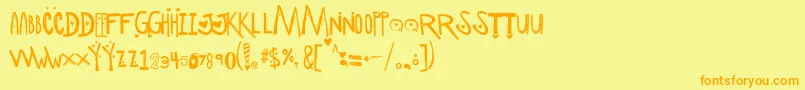 Fonte ScManipulativeLoversDemo – fontes laranjas em um fundo amarelo