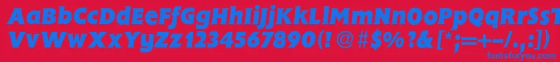 FlemingHeavyItalic-fontti – siniset fontit punaisella taustalla