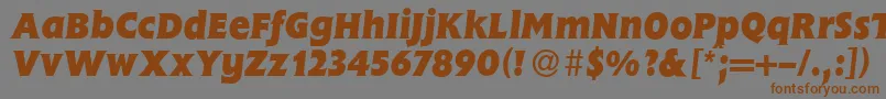 フォントFlemingHeavyItalic – 茶色の文字が灰色の背景にあります。