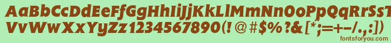 Fonte FlemingHeavyItalic – fontes marrons em um fundo verde