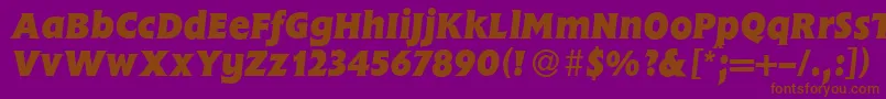 FlemingHeavyItalic-fontti – ruskeat fontit violetilla taustalla
