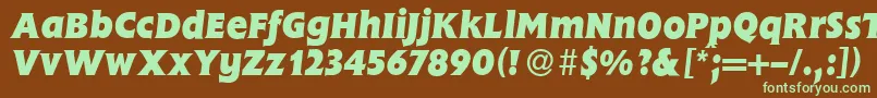 FlemingHeavyItalic-fontti – vihreät fontit ruskealla taustalla