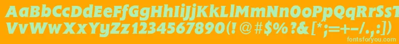 FlemingHeavyItalic-fontti – vihreät fontit oranssilla taustalla