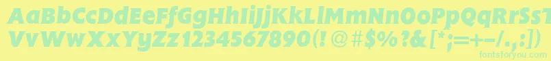 Fonte FlemingHeavyItalic – fontes verdes em um fundo amarelo