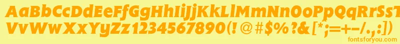 FlemingHeavyItalic Font – Orange Fonts on Yellow Background