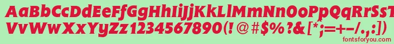 Fonte FlemingHeavyItalic – fontes vermelhas em um fundo verde