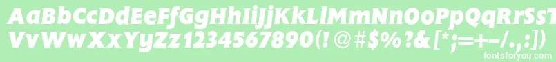 FlemingHeavyItalic-fontti – valkoiset fontit vihreällä taustalla