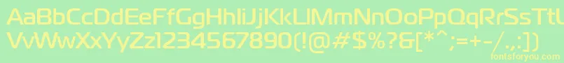 フォントPtMagistralBoldCyrillic – 黄色の文字が緑の背景にあります