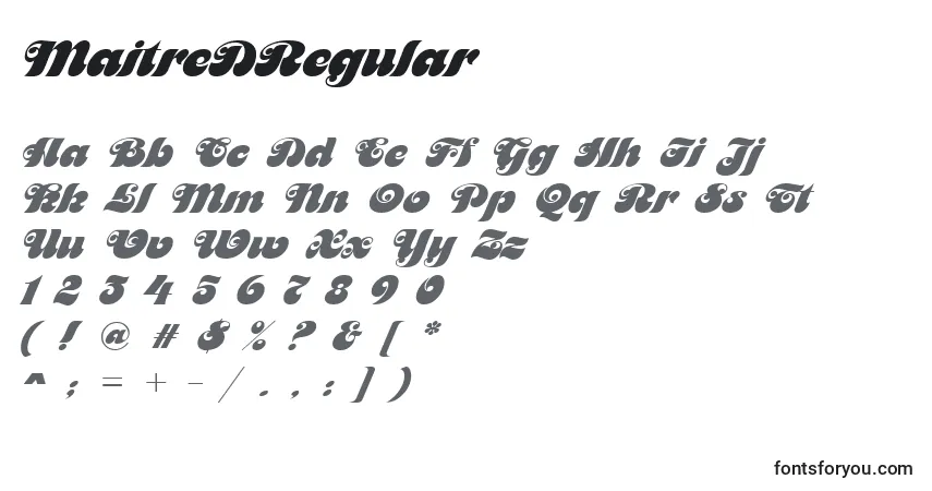 A fonte MaitreDRegular – alfabeto, números, caracteres especiais