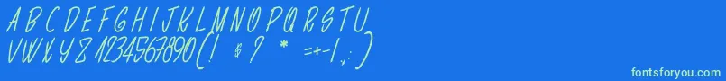 LesCarottesSontFraiches Font – Green Fonts on Blue Background