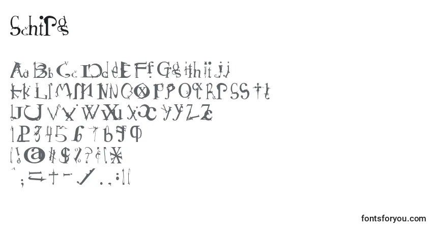 Czcionka Schirg – alfabet, cyfry, specjalne znaki
