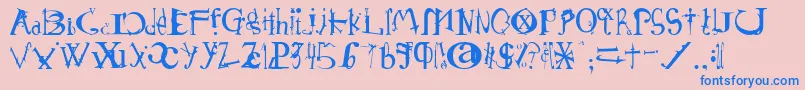 Schirg-Schriftart – Blaue Schriften auf rosa Hintergrund