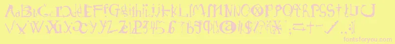 Schirg-Schriftart – Rosa Schriften auf gelbem Hintergrund