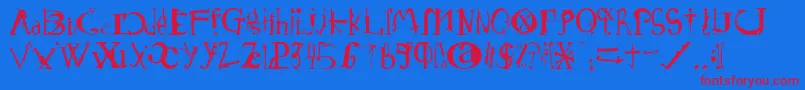 Schirg-Schriftart – Rote Schriften auf blauem Hintergrund