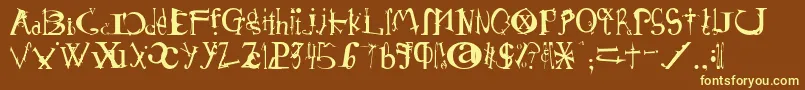 Schirg-Schriftart – Gelbe Schriften auf braunem Hintergrund