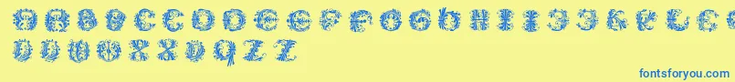 Flowerpowerround Font – Blue Fonts on Yellow Background
