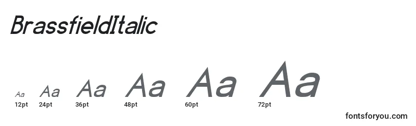 Размеры шрифта BrassfieldItalic