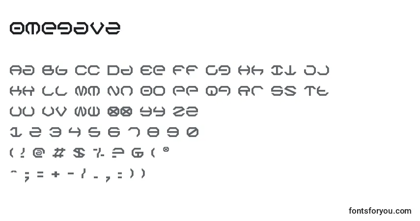 A fonte Omegav2 – alfabeto, números, caracteres especiais
