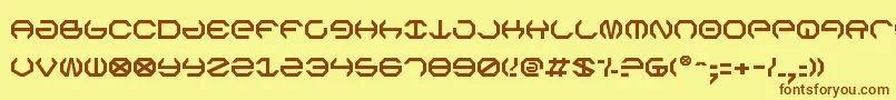 フォントOmegav2 – 茶色の文字が黄色の背景にあります。