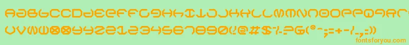 フォントOmegav2 – オレンジの文字が緑の背景にあります。