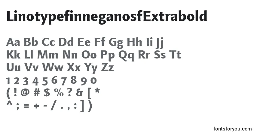 A fonte LinotypefinneganosfExtrabold – alfabeto, números, caracteres especiais
