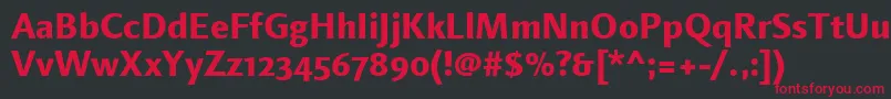 LinotypefinneganosfExtrabold Font – Red Fonts on Black Background
