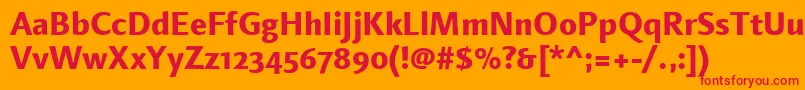 LinotypefinneganosfExtrabold Font – Red Fonts on Orange Background