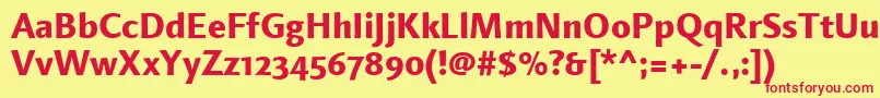 LinotypefinneganosfExtrabold Font – Red Fonts on Yellow Background