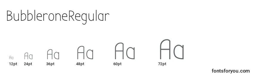 BubbleroneRegular Font Sizes