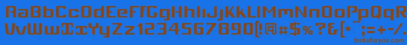 フォントMobio – 茶色の文字が青い背景にあります。