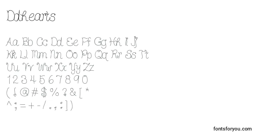Шрифт Ddhearts – алфавит, цифры, специальные символы