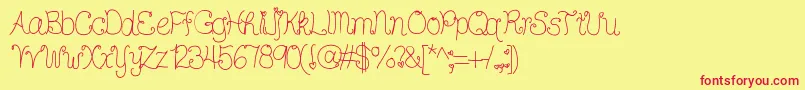 Ddhearts-Schriftart – Rote Schriften auf gelbem Hintergrund