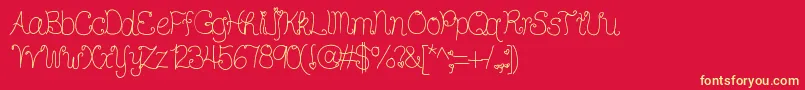 Ddhearts Font – Yellow Fonts on Red Background