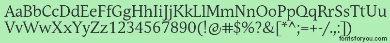 AndulkaBookPro-fontti – mustat fontit vihreällä taustalla