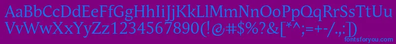フォントAndulkaBookPro – 紫色の背景に青い文字