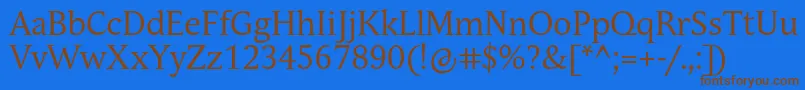 AndulkaBookPro-Schriftart – Braune Schriften auf blauem Hintergrund