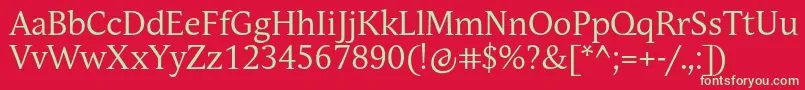 フォントAndulkaBookPro – 赤い背景に緑の文字