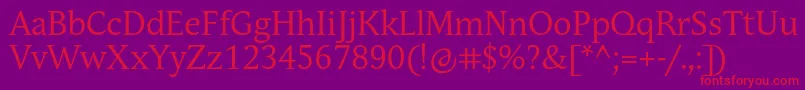 AndulkaBookPro Font – Red Fonts on Purple Background