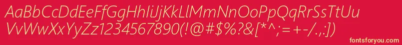 Fonte SegoeUiLightItalic – fontes amarelas em um fundo vermelho