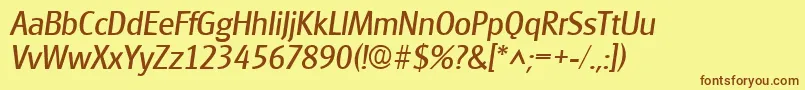 GlasgowItalic Font – Brown Fonts on Yellow Background
